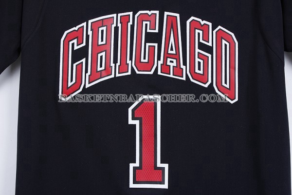 Maillot Manche Courte Chicago Bulls Rose Noir